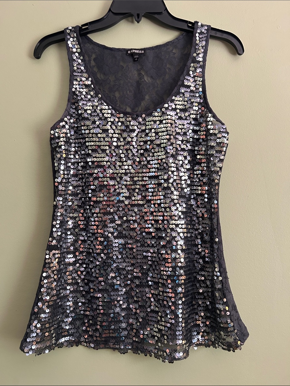 Express Women's Dark Gray Sequin Tank Top Size S